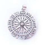 Compass Rose Zodiac Charm .925 Sterling Silver Pendant