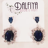 Sapphire Blue CZ Drop Wedding Earrings for Brides