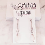 Linear Bridal Earrings with Pearl Drops