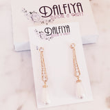 Linear Bridal Earrings with Pearl Drops