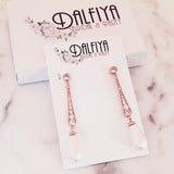 Linear Bridal Earrings with Pearl Drops