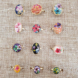 Mini Floral Cocktail Ring with Adjustable Band