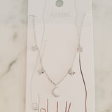 Moon and Stars CZ Celestial Anklet