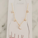 Moon and Stars CZ Celestial Anklet