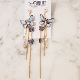 Butterfly Long Dangle Rhinestone Earrings