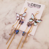 Butterfly Long Dangle Rhinestone Earrings