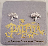 Mushroom Stud .925 Sterling Silver CZ Earrings