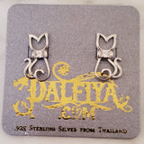 Cat Stud .925 Sterling Silver CZ Earrings