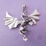 Dragon .925 Solid Sterling Silver Charm Fantasy Gothic Pendant Jewelry Gift