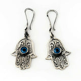 Hamsa Protection Charm 925 Sterling Silver Earrings Evil Eye Luck Hand of Fatima