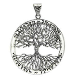 Yggdrasil Tree of Life .925 Sterling Silver Pendant Celtic Pagan Rune Amulet