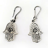 Hamsa Protection Charm 925 Sterling Silver Earrings Evil Eye Luck Hand of Fatima
