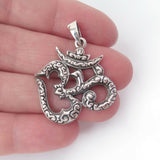 Ohm Charm .925 Solid Sterling Silver Pendant Meditation Gift for Yogi Buddhist