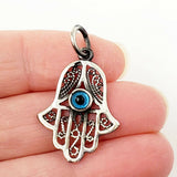 Hamsa Protection Charm .925 Sterling Silver Pendant