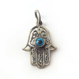 Hamsa .925 Sterling Silver Pendant Good Luck Charm Egypt Amulet