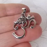 Elephant Ohm Charm .925 Sterling Silver Pendant