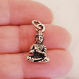 Mini Sitting Buddha Charm .925 Sterling Silver Yoga Pendant