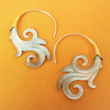 Carved Shell Bali Earrings with .925 Sterling Silver Hook