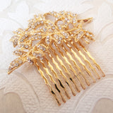 Leaf Wedding Hair Comb with Clear Crystal Bridal Jewelry