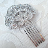 Victorian Swirl Wedding Hair Comb with Clear Crystal Bridal Jewelry