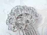 Victorian Swirl Wedding Hair Comb with Clear Crystal Bridal Jewelry