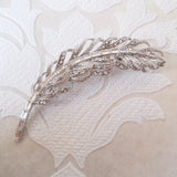 Small Feather Clear Bridal Brooch Wedding Glam