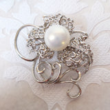 Floral Bridal Brooch Pearl Wedding Pin