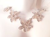 Floral Bridal Necklace, Bracelet, Earrings Grand Parure Set