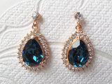 Custom Color Teardrop Earrings with 14mm Crystal