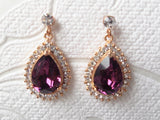 Custom Color Teardrop Earrings with 14mm Crystal
