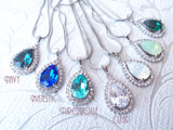 Custom Color Teardrop Earrings with 14mm Crystal