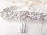 Floral Vine Bridal Headband with Comb for Wedding Updo