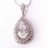 Classic Wedding Drop Teardrop Halo Necklace for Art Deco Bride