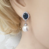 Royal Bride Pearl Drop Wedding Earrings