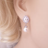 Royal Bride Pearl Drop Wedding Earrings