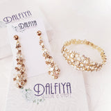 Champagne and Opal Rhinestone Earrings or Bracelet Matching Set for Prom