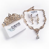 Victorian Bridal Necklace, Earring, Tiara Bridal Parure Set