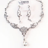 Victorian Bridal Necklace, Earring, Tiara Bridal Parure Set