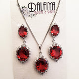 Ruby Red Jewelry Set for Valentines Bride or Prom