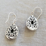 Gemstone .925 Sterling Silver Oval Earrings from Bali
