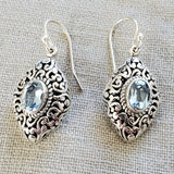 Double Sided .925 Sterling Silver Gemstone Earrings from Bali
