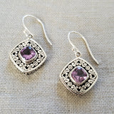 Cushion Cut .925 Sterling Silver Earrings from Bali
