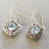 Cushion Cut .925 Sterling Silver Earrings from Bali
