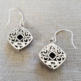 Cushion Cut .925 Sterling Silver Earrings from Bali
