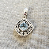Cushion Cut Blue Topaz .925 Sterling Silver Pendant from Bali
