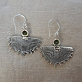 Peridot Mandala .925 Sterling Silver Drop Earrings
