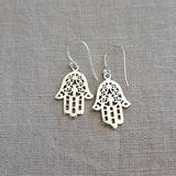Hamsa .925 Sterling Silver Drop Earrings from Bali