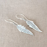Feather .925 Sterling Silver Drop Earrings from Bali