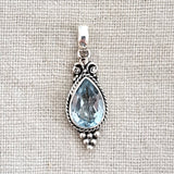 Blue Topaz .925 Sterling Silver Pendant from Bali