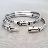 Gemstone .925 Sterling Silver Bracelet with 14kt Gold Inlay from Bali